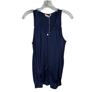 Rebecca Taylor Rumpled Satin Tank Top Navy Blue Sz 4 NWT